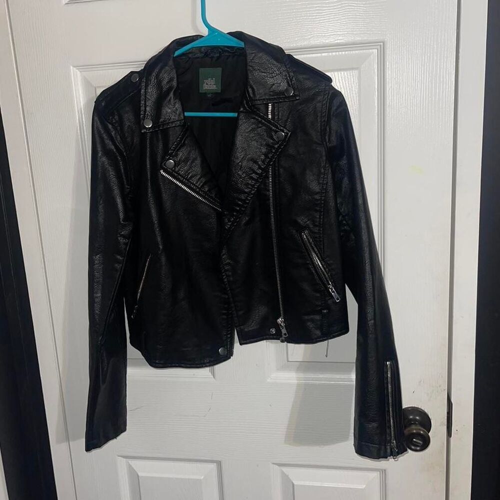 Wild Fable Women's Black Faux Leather Jacket Size Small